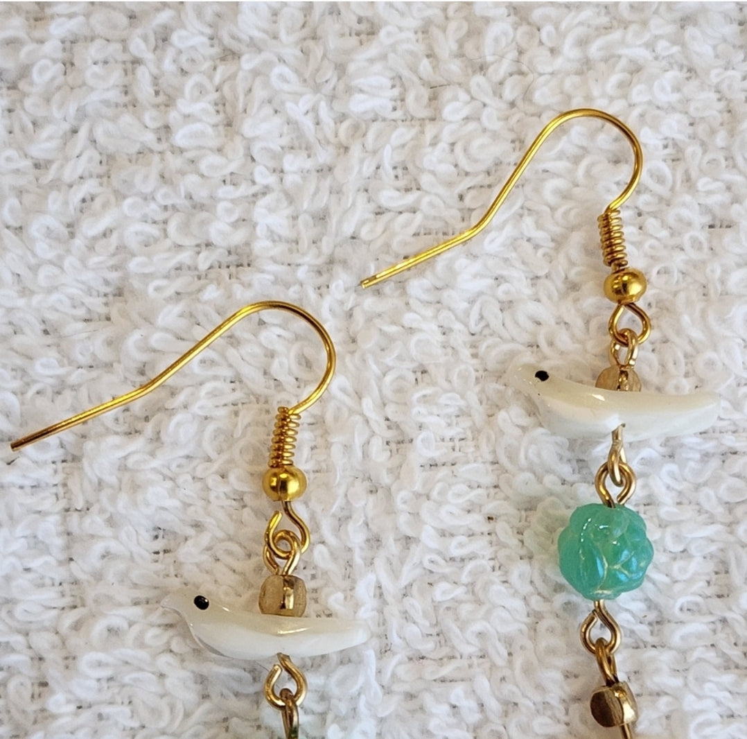 Tiny Shell Bird Earrings