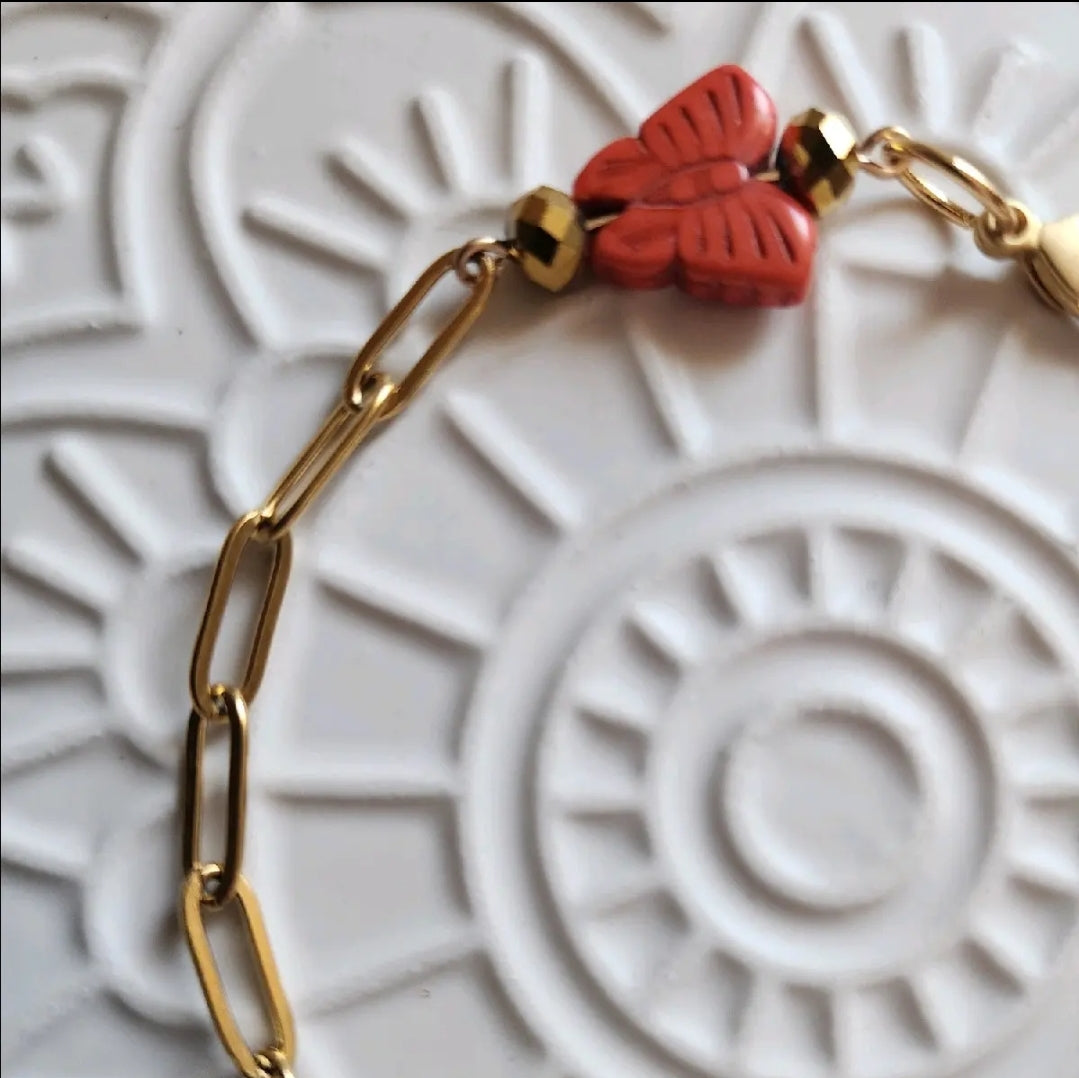 Orange Butterfly Peace Bracelet