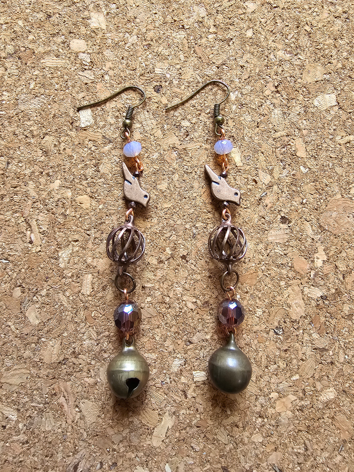 Copper Bird Cage Free Dangel Earrings