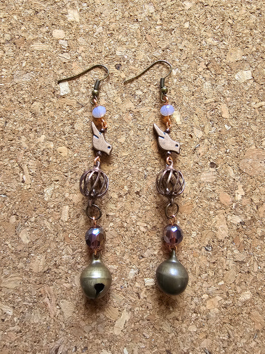 Copper Bird Cage Free Dangel Earrings