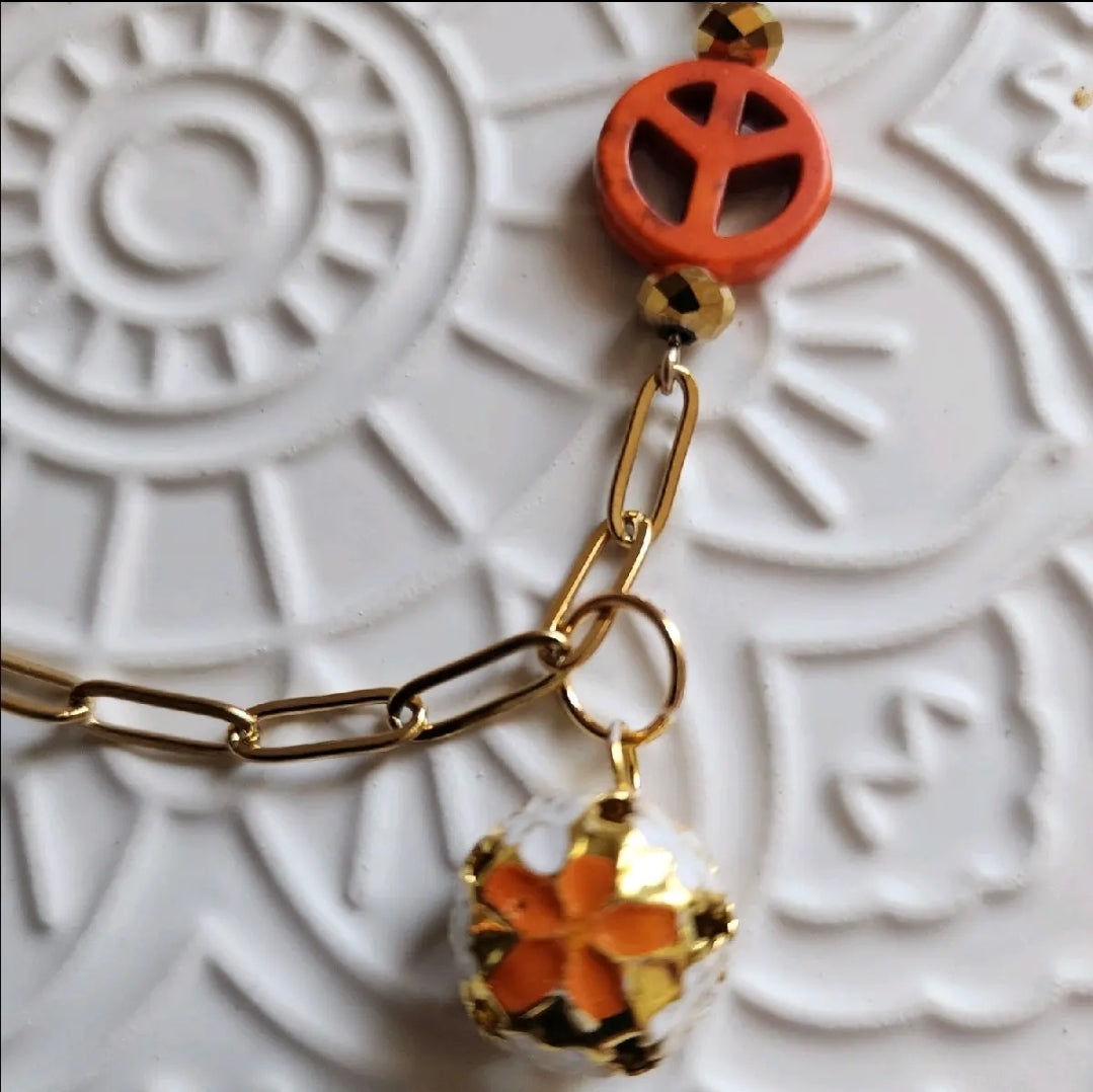 Orange Butterfly Peace Bracelet