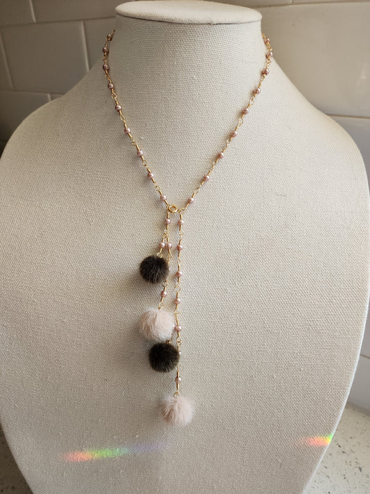 Puff Balls And Pearls Necklace