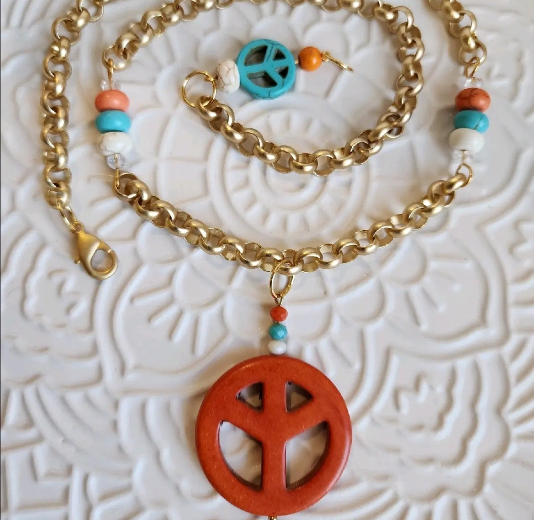 Orange Peace Necklace