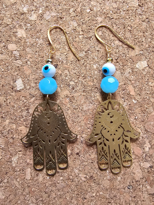 Double Protection Hamsa Hand Earrings