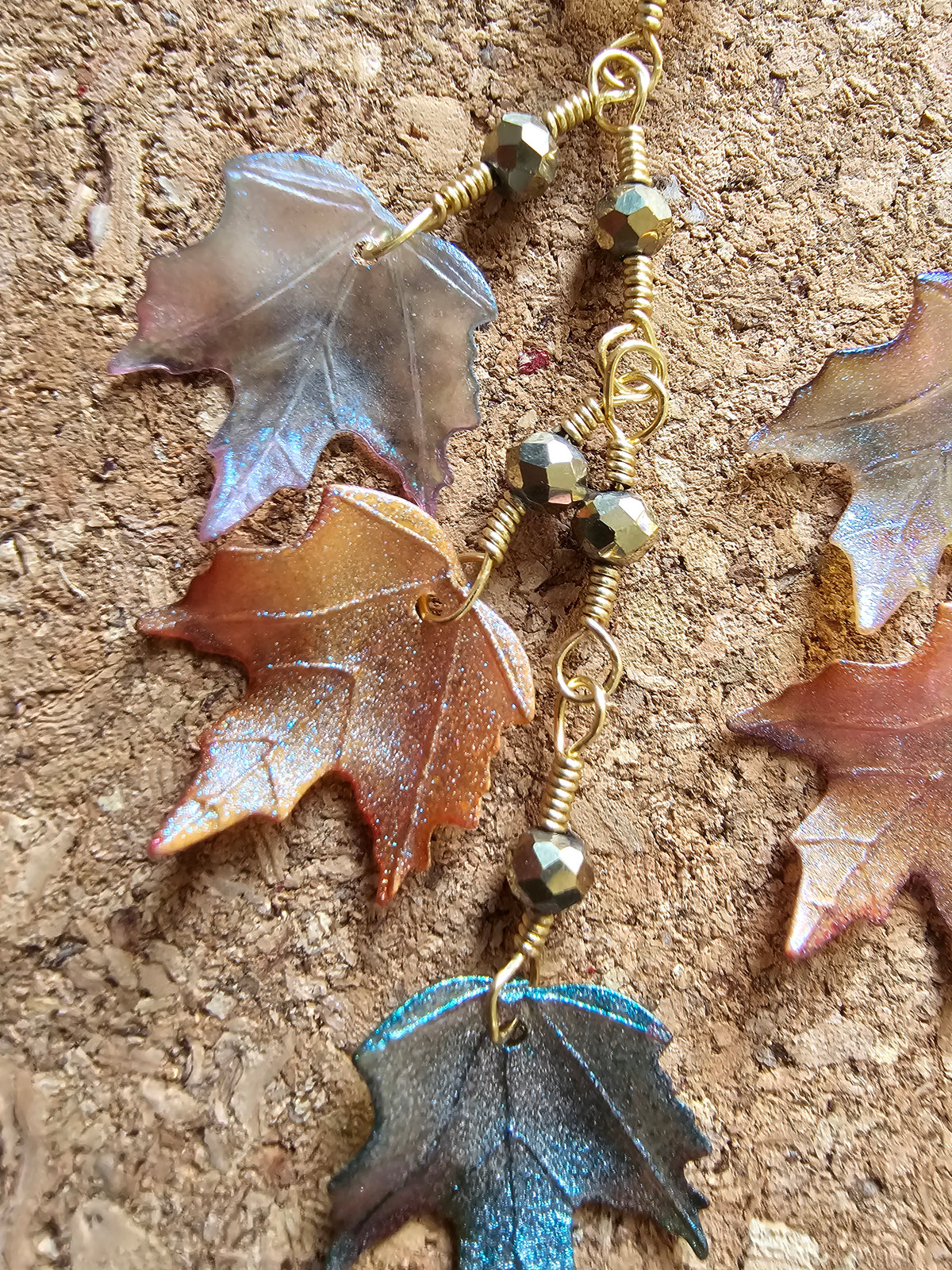 Summer Desert Leaves 7 Inches Long Dangle Earrings