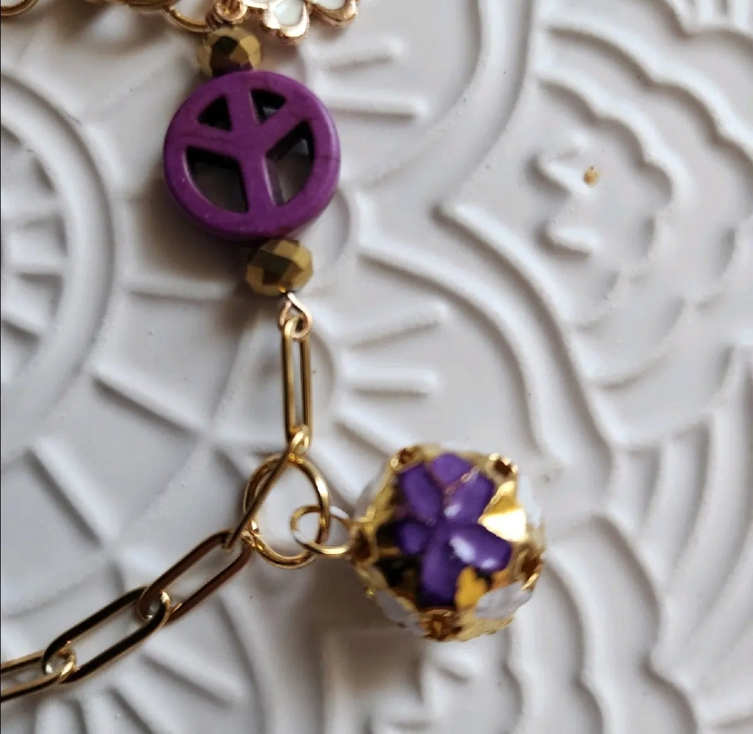 Purple Butterfly Peace Bracelet