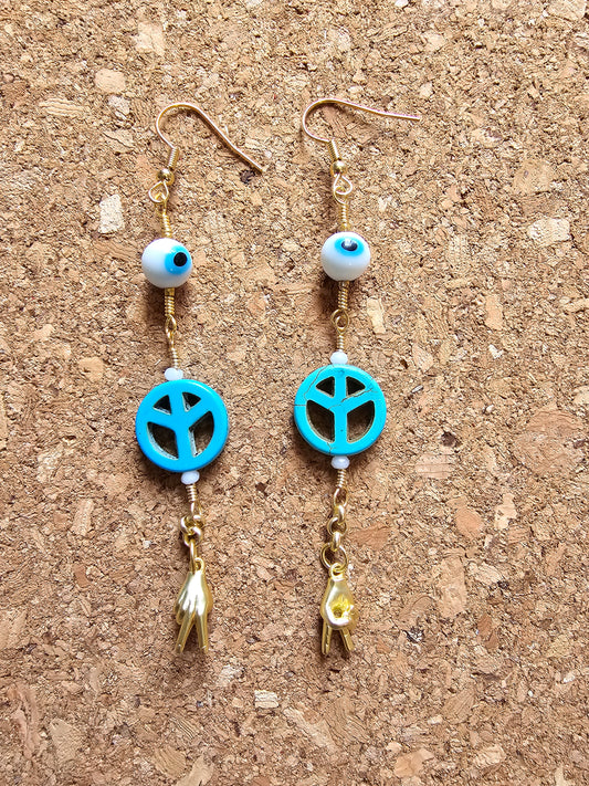 Double Peace Dangle Earrings