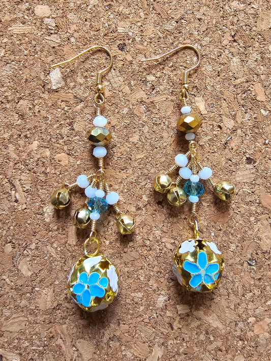 Jingle light Blue Flower Earrings